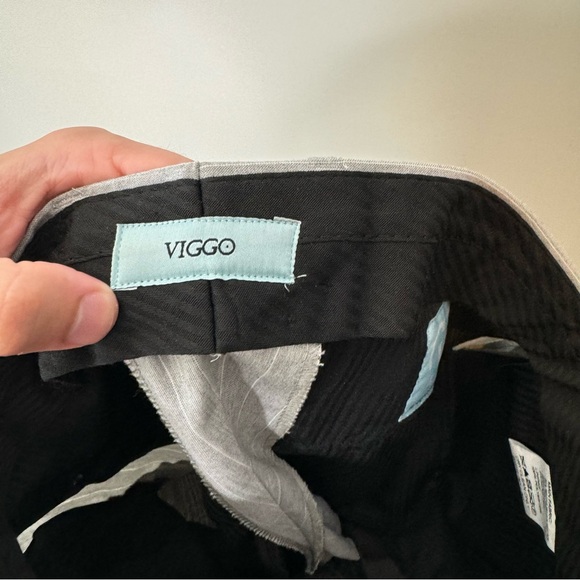 Viggo polyester slim fit suit trousers in light grey with pinstripe Men 30x32 - Picture 2 of 8